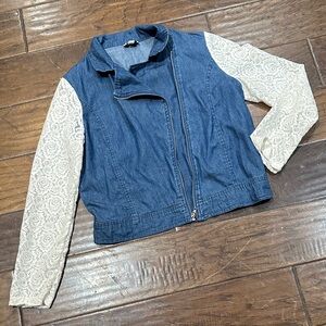 Disney‎ Blue Denim Jacket with Cream Lace Sleeves